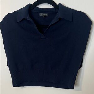 Dynamite Dark Navy Polo Knit Vest crop v neck